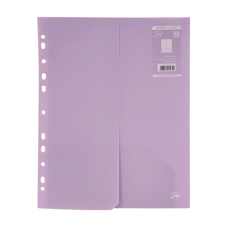 Carpeta FW A4 Sobre Comercial Con 2 Bolsillos Violeta Pastel Art.999593